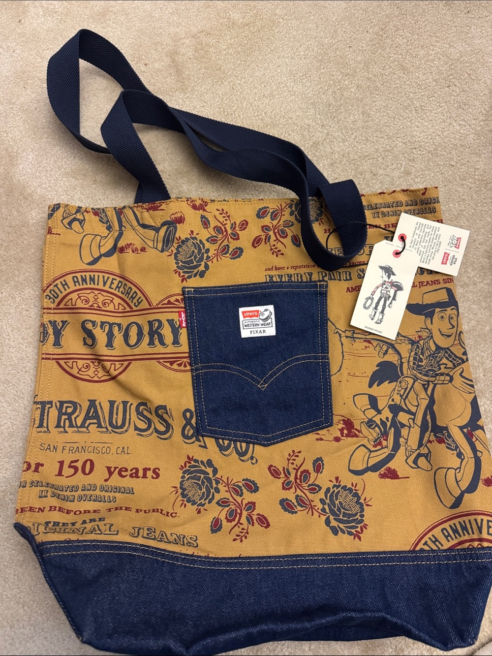 Levi's Mustard and Navy Toy Story Canvas Tote